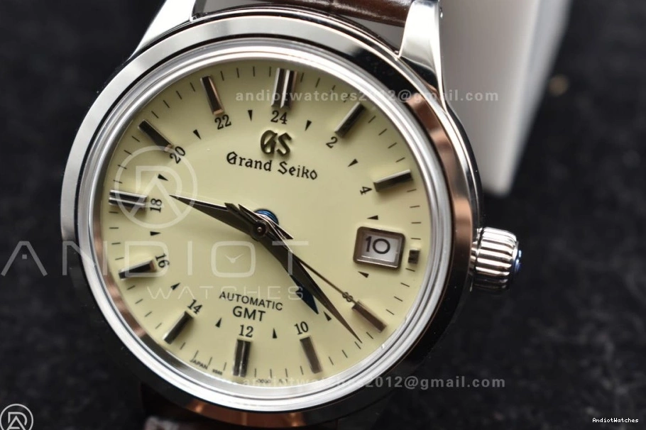 886 Leather Strap GSF 1:1 GMT Seiko NH Elegance Dial on SS Grand Brown Best Cream Reliable Edition 0710